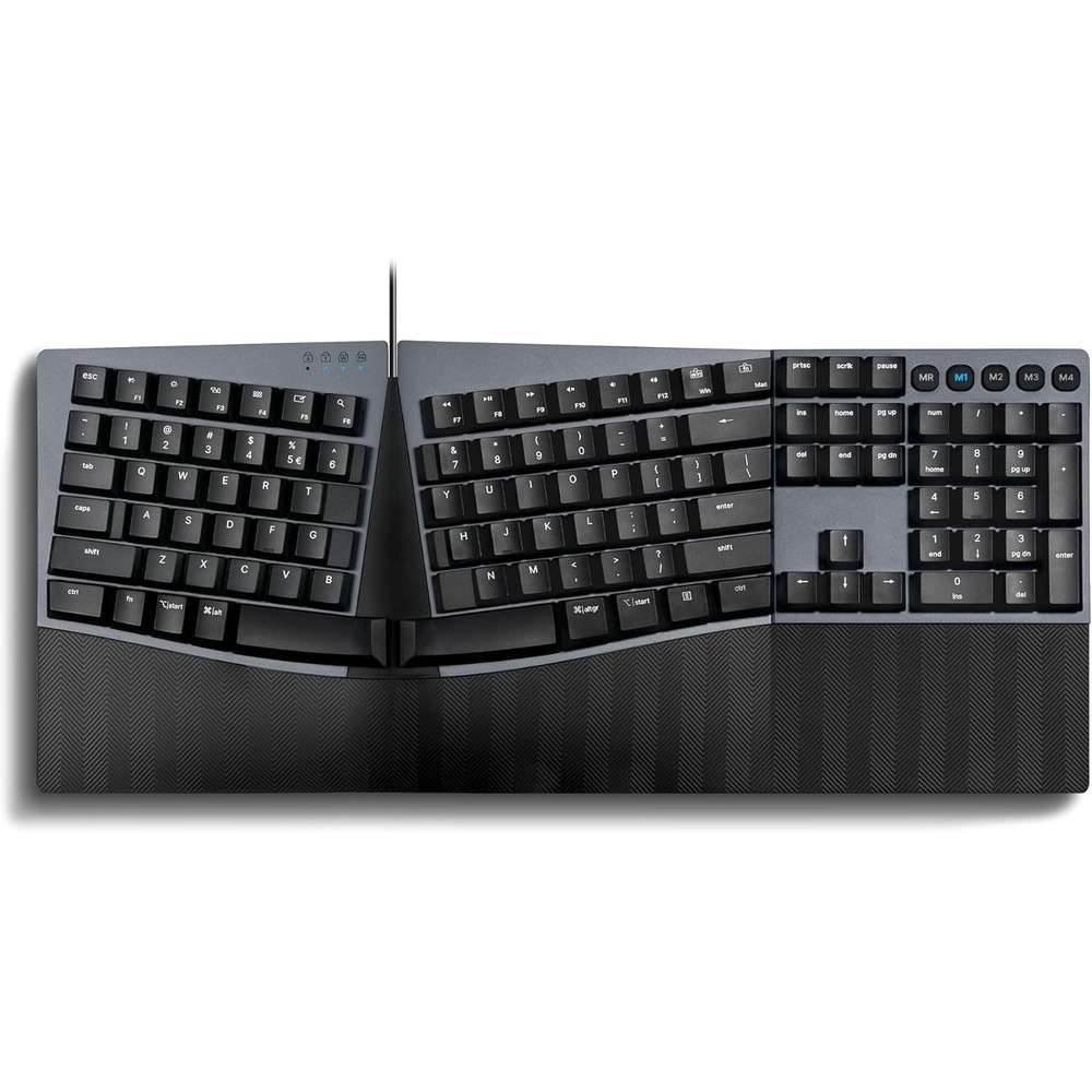 Ergonomic Wired Keyboard Brown Switches Split‎ Layout USB Mac Win Black – Perixx
